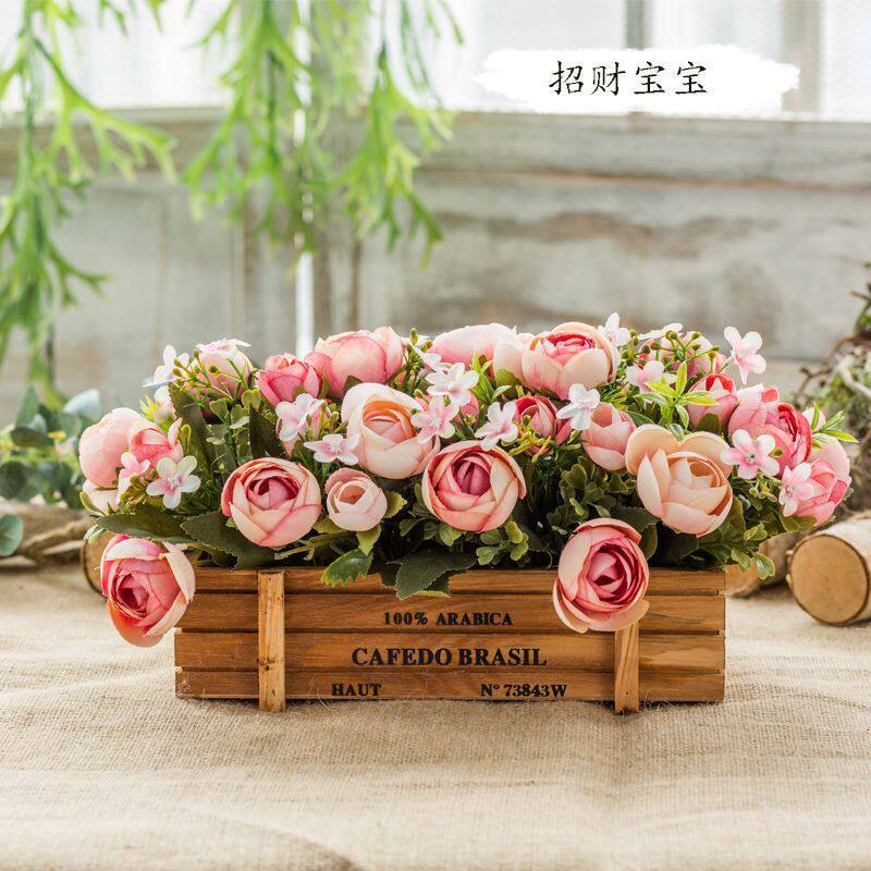 【买花送花盆】仿真花美式栅栏客厅清新餐厅田园假花干花塑料花
