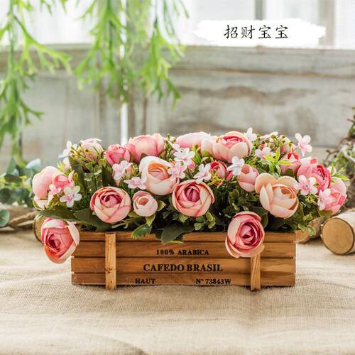 【买花送花盆】仿真花美式栅栏客厅清新餐厅田园假花干花塑料花