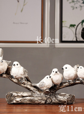 美式现代电视柜小鸟摆件家居简约创意酒柜装饰品树枝小鸟客厅摆设