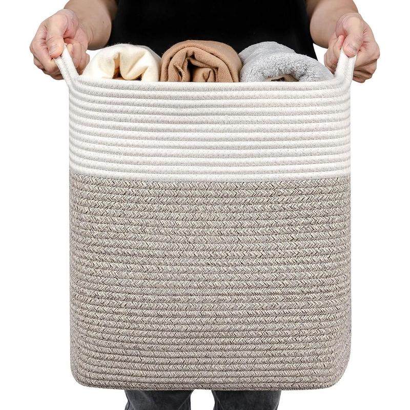 爆款收纳篮编织收纳筐可折叠棉绳脏衣篮家用方形大号储物篮,收纳整理,橱柜收纳筐,淘宝优惠券,粉丝福利购,淘宝优惠卷