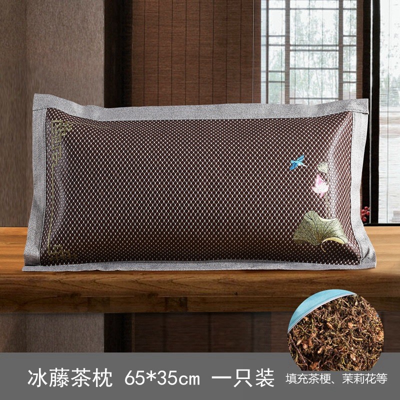夏季冰藤夏凉枕头夏天冰丝凉席荞麦壳皮茶枕芯成人透气凉爽印新品