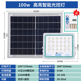 太陽能投光燈廠家戶外投光路燈高亮庭院燈照明燈新農村家用大功率