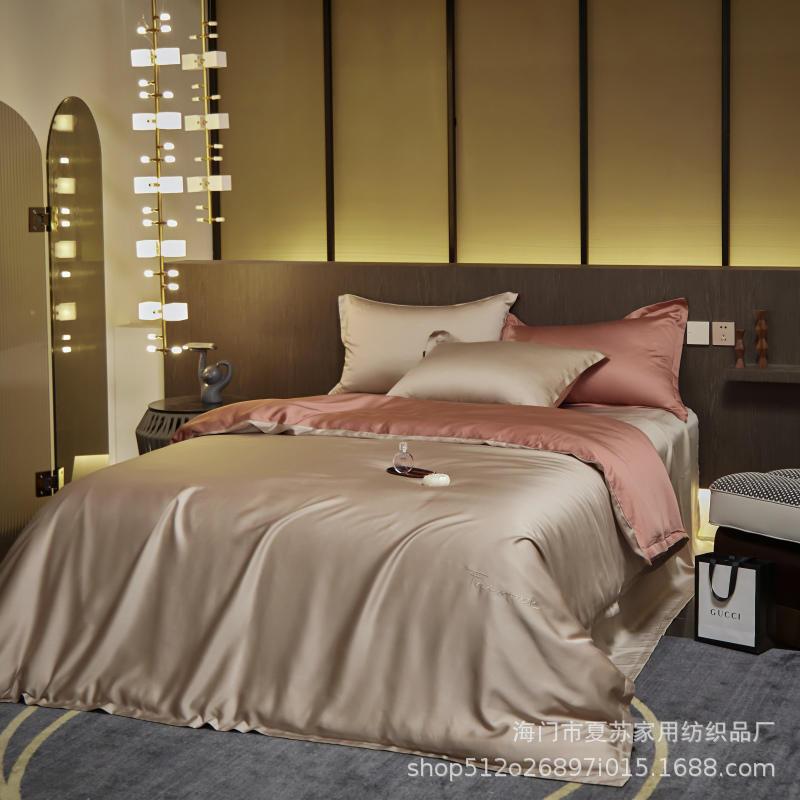 厂家直销夏季夏天双面天丝四件套裸睡冰丝床单被套简约欧式床用品