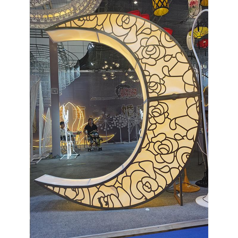 婚庆铁艺道具发光月亮贴膜路引婚礼现场场景布置灯箱舞台背景摆件