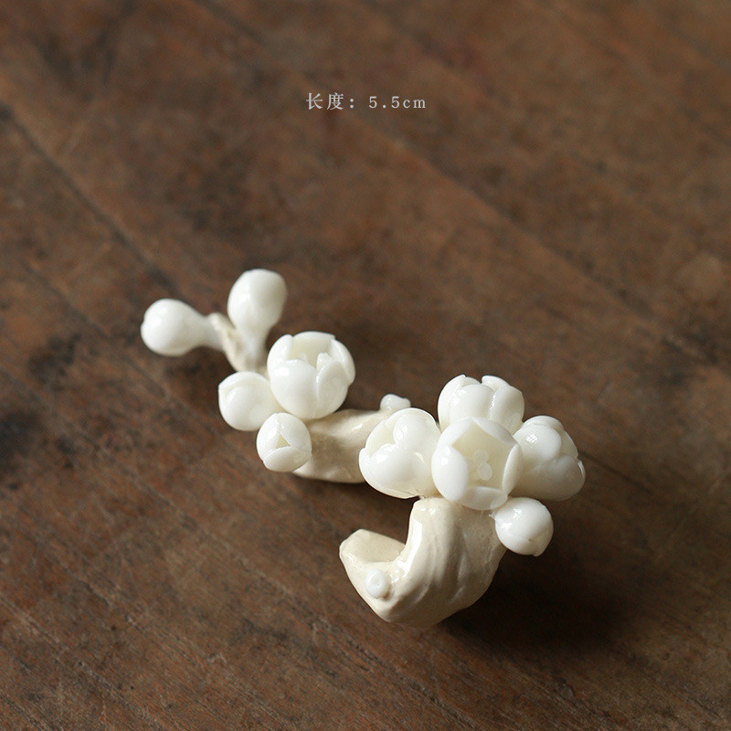 纯手工草木灰茶阁陶瓷玩花搁笔架茶室装饰茶宠小摆件茶捏茶道配件