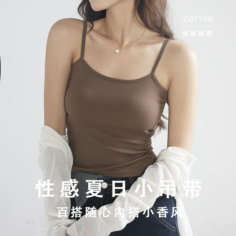 夏季性感女士抹胸上衣基础款辣妹遮副乳螺纹背心小吊带打底女内搭