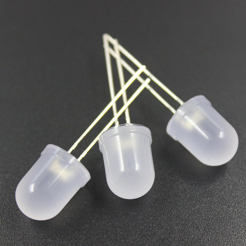 好led光f10/10mm圆头雾状暖白光红光绿光黄光白光莱发光二极管