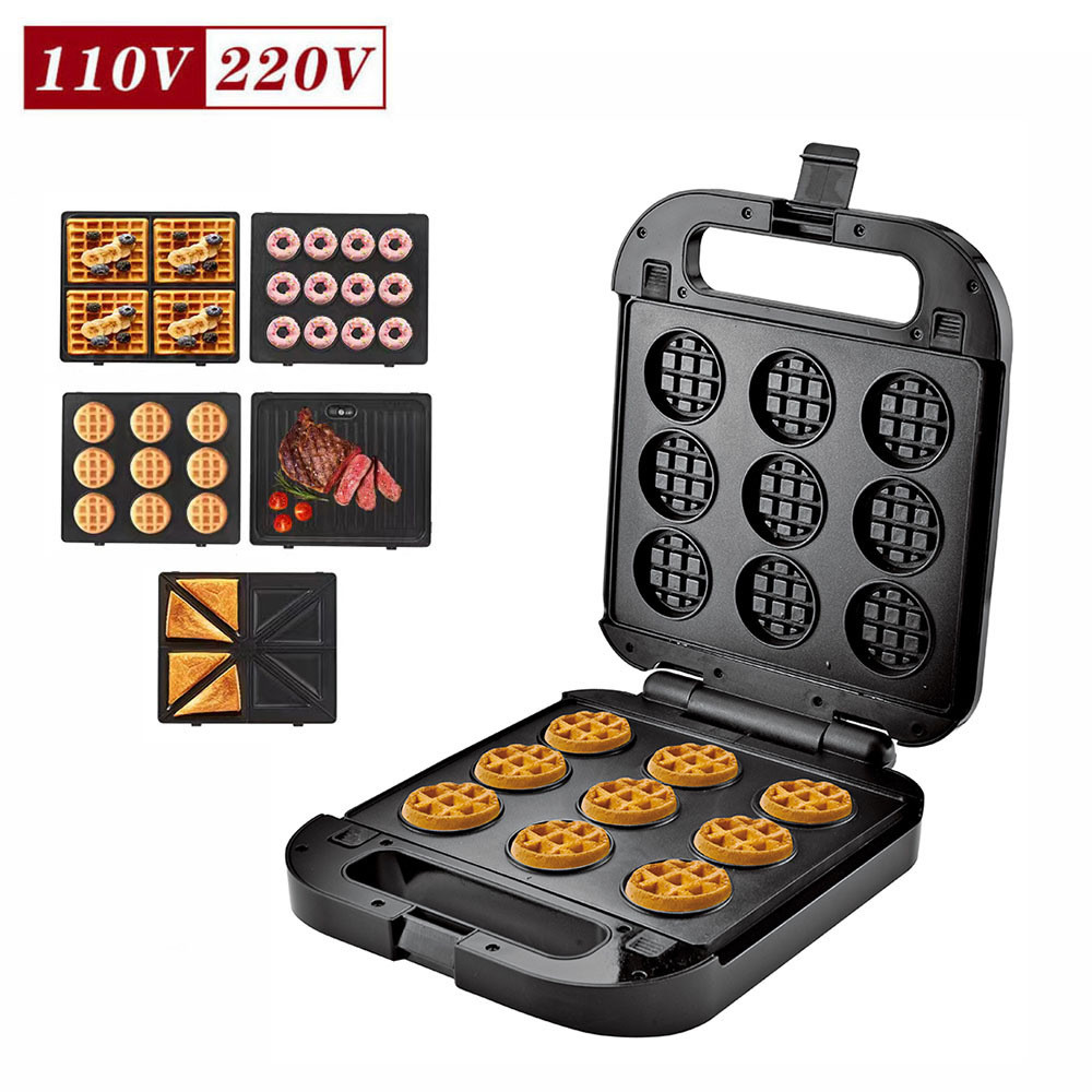 热销热卖110V可拆卸三明治机5合1三明治机可拆卸早餐机五合一三明