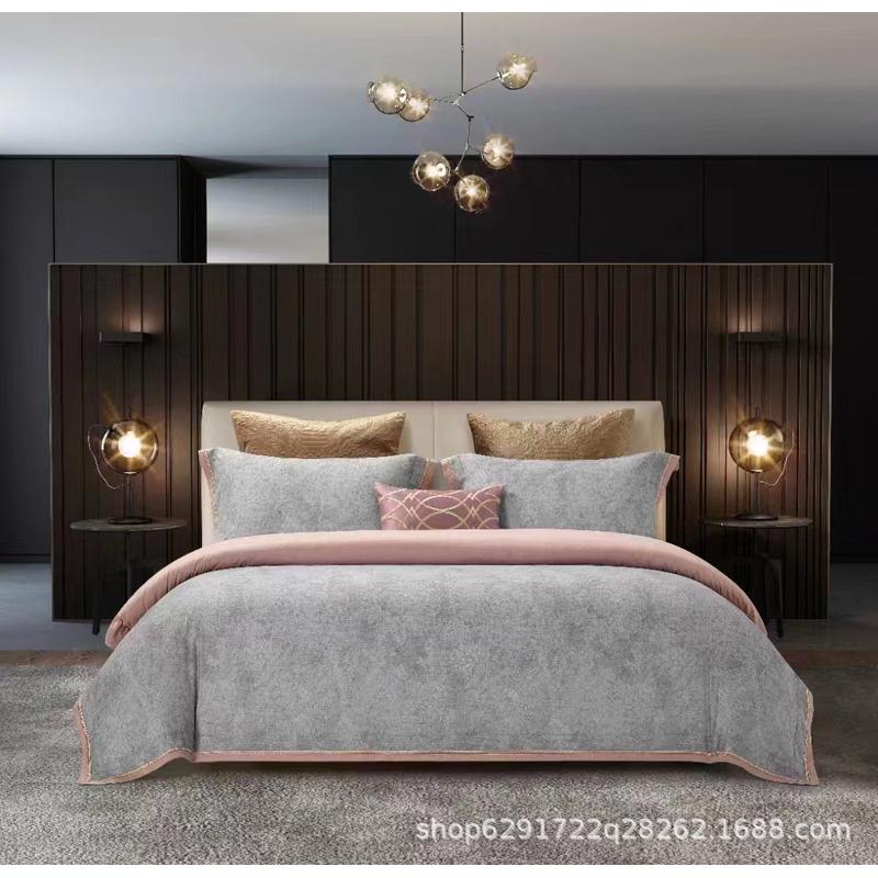 美式新款100s天丝棉四件套秋冬磨毛被套床罩裸睡高级感床上用品