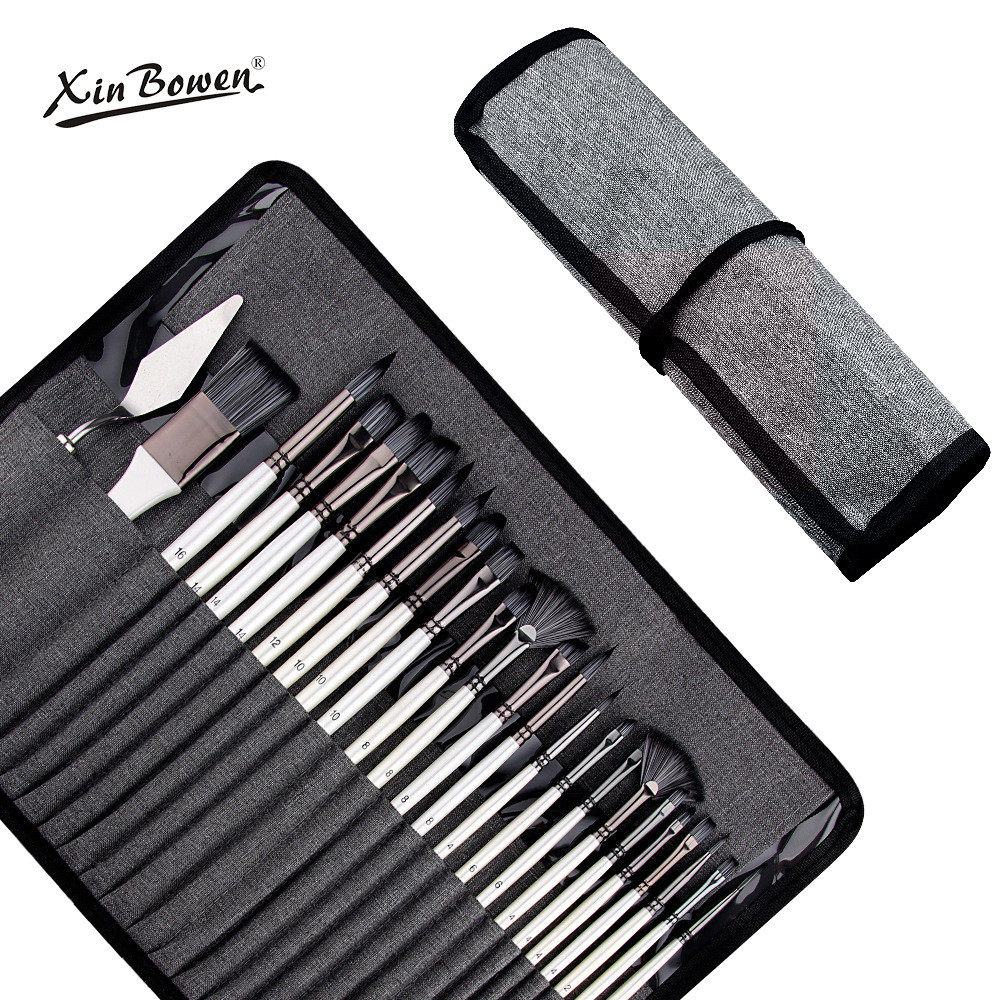 热卖25支尼龙批发画笔套装混装笔帘油画笔水粉水彩画笔刷毛