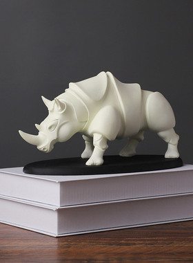 创意犀牛客厅摆件家居摆件工艺品北欧风家居装饰底座牛气冲天树脂