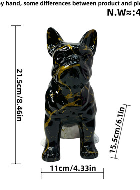 新款简约雕像家居炫彩斗牛犬树脂家居摆件桌面办公装饰批发