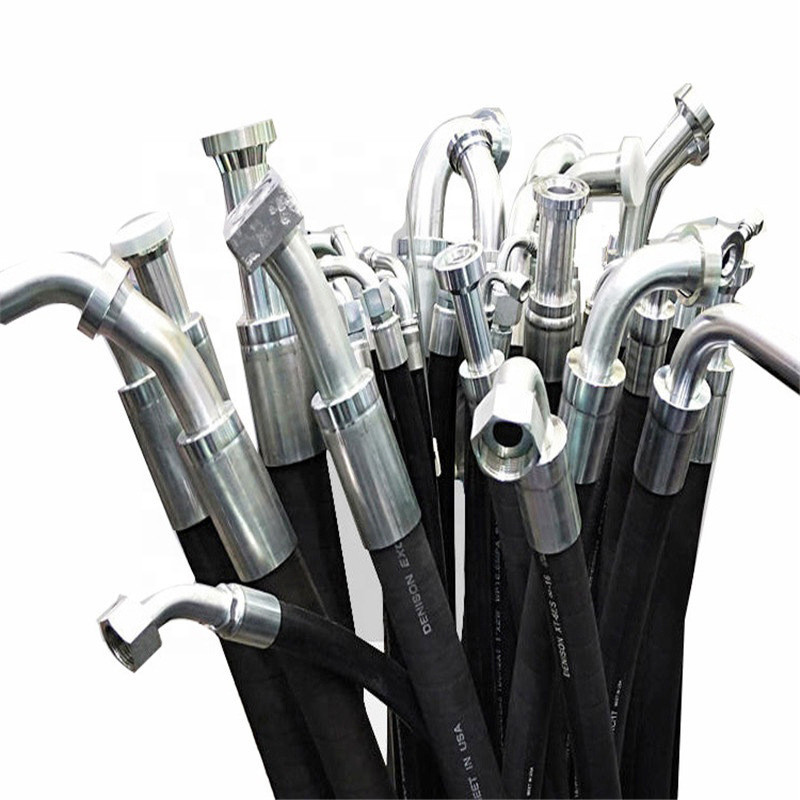 鑫驰管业高压连接钢丝编织软管液压油管总成黑色工程机械设备胶管