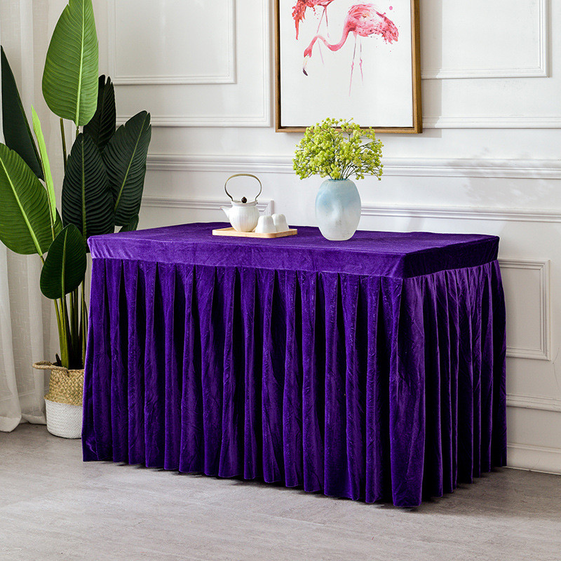 加厚金丝绒会议桌桌布红色裙套白色桌罩桌布料可定会议室台布新款