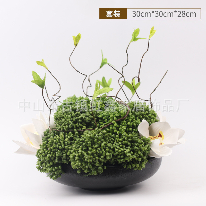 室内仿真花艺植物花卉盆栽迎客松红色假花新中式绿植松树盆景摆件