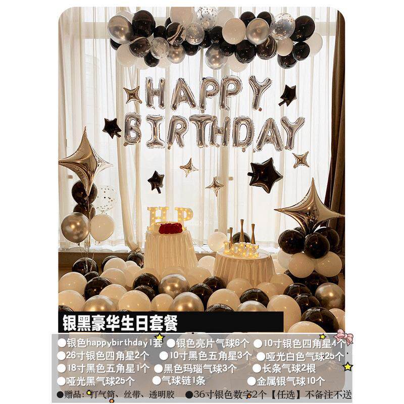 生日快乐布置气球派对18岁成人礼女孩男孩场景布置装饰用品背景墙