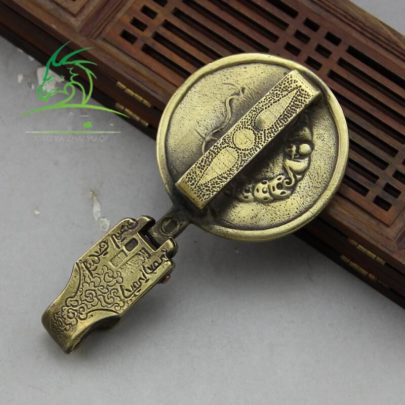 批发仿古古玩黄铜纯铜麒麟皮带扣钥匙扣腰挂男款挂饰