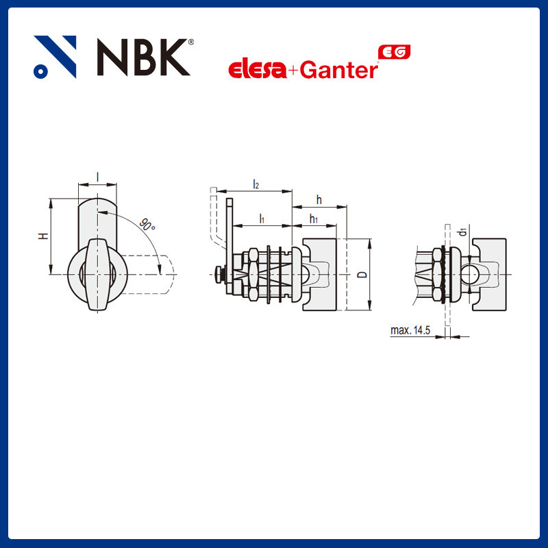 nbk elesa cmlx 带挂锁孔的压式锁闩 锌合金 机械零配件厂家直供