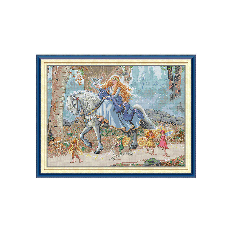 nkf十字绣线绣人物系列公主出游厂家客厅装饰diy刺绣材料包批发