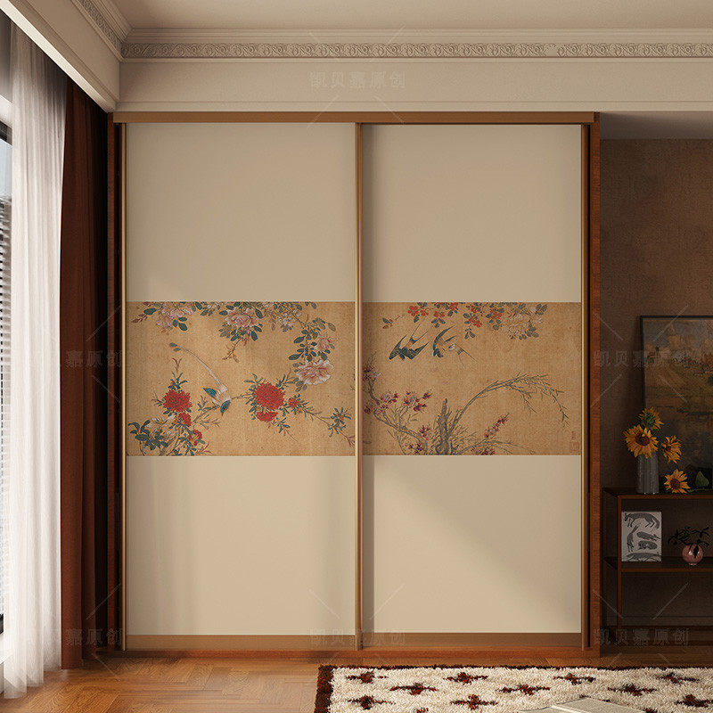 新中式装饰柜门衣柜玻璃门贴纸旧家具翻新贴画改造柜子遮丑自粘,家居饰品,玻璃膜/贴,淘宝优惠券,粉丝福利购,淘宝优惠卷