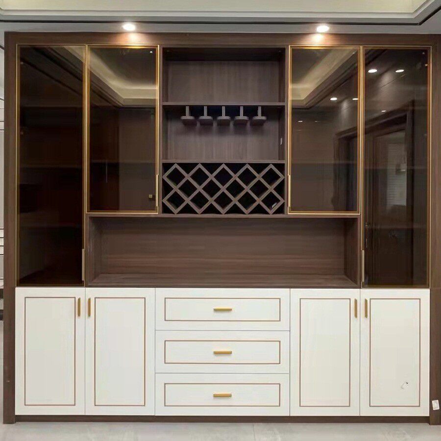 广东厂家铝合金酒柜衣柜玻璃门型材轻奢20加厚铝材玻璃门定制