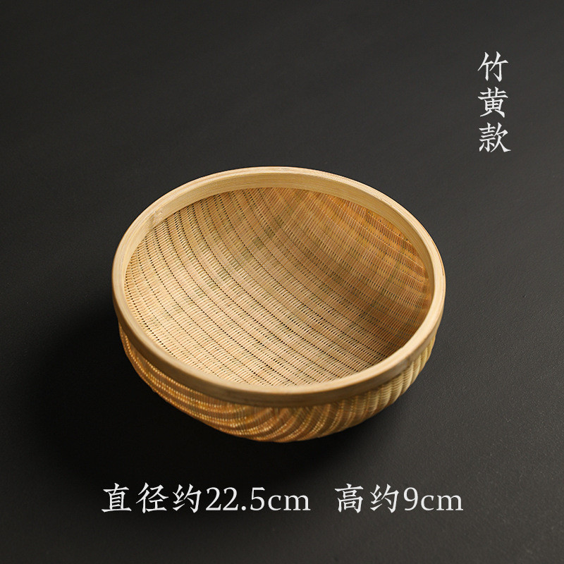 竹制编织筐收纳篮子果盘手工精品针线篮箩筐茶具器文玩可包浆收藏