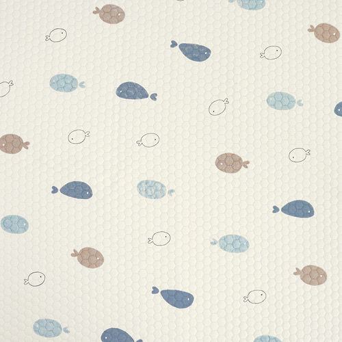 六边形夹丝棉空气层面料棉布夹印花秋冬婴童爬服睡袋家居服面料