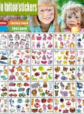 12 Pack Fake Tattoo Stickers Cartoon Temporary Tattoos Kids0
