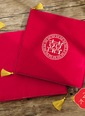 qd4d拜堂跪垫婚礼敬茶喜垫新娘坐福垫新人结婚改口拜垫红色带流苏