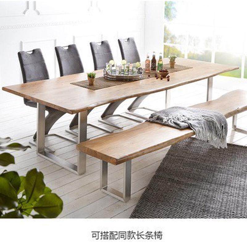 实木办公桌工业风美式loft复古会议桌长桌长方形现代简约铁艺餐桌
