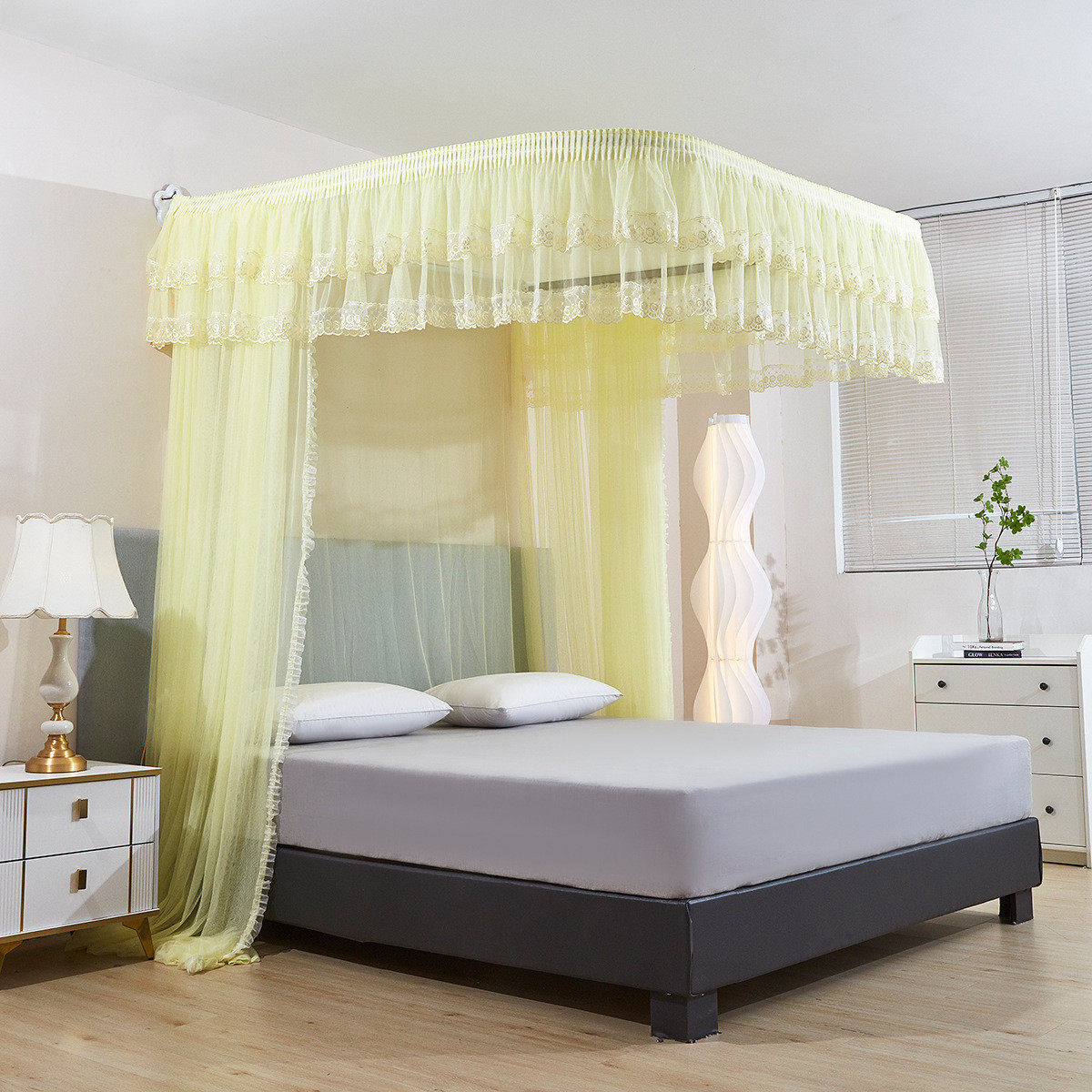 蚊帐支架批发导轨蚊帐挂墙式1米5床u型轨道拉绳加粗加厚导轨厂家