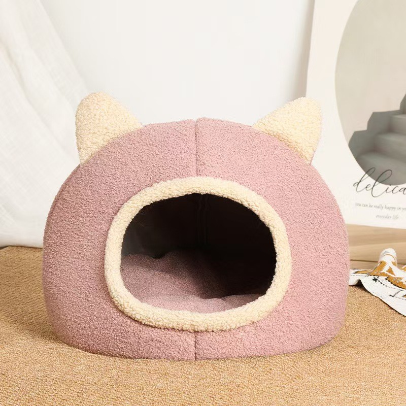 猫窝四季通用狗窝秋冬季半封闭垫子猫咪式小猫屋睡觉猫窝冬季保暖