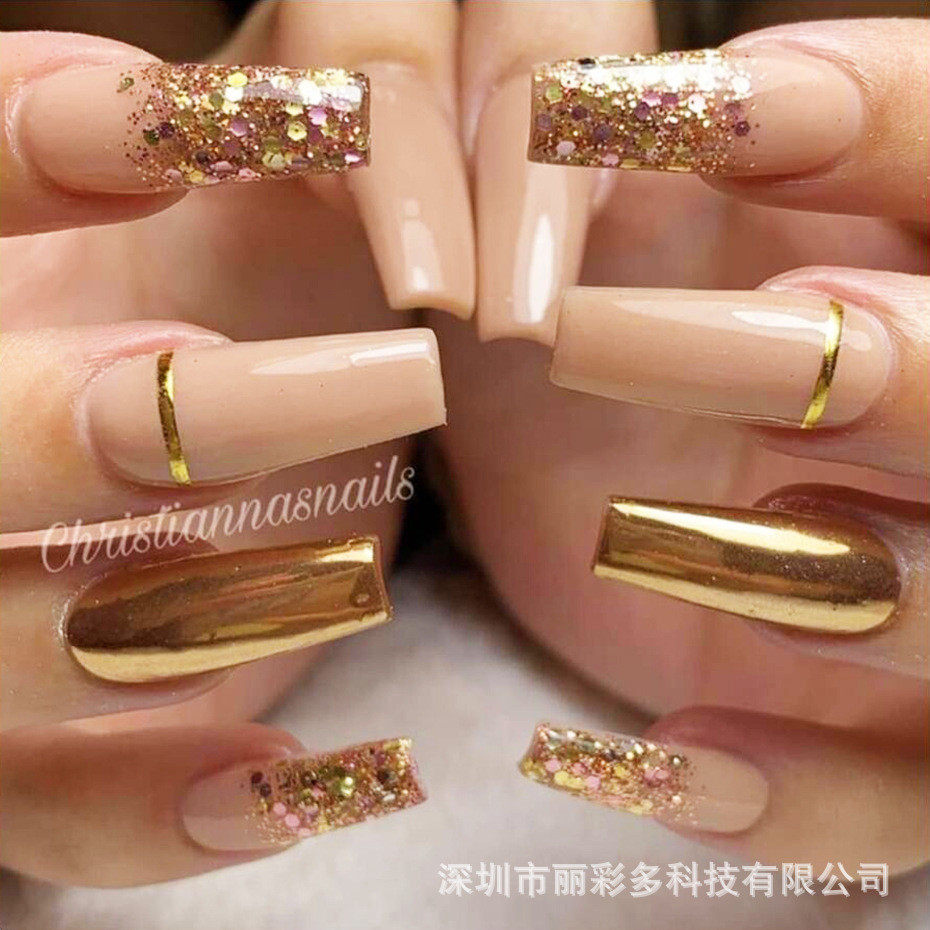 混合香槟金系列美甲亮片闪光粉超细闪粉1mm小亮片渐变色套装爆款