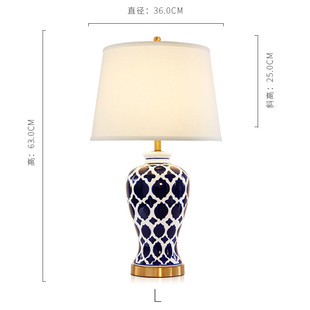新中式陶瓷台灯花朵手绘客厅书房卧室装饰灯床头灯蓝色陶瓷台灯