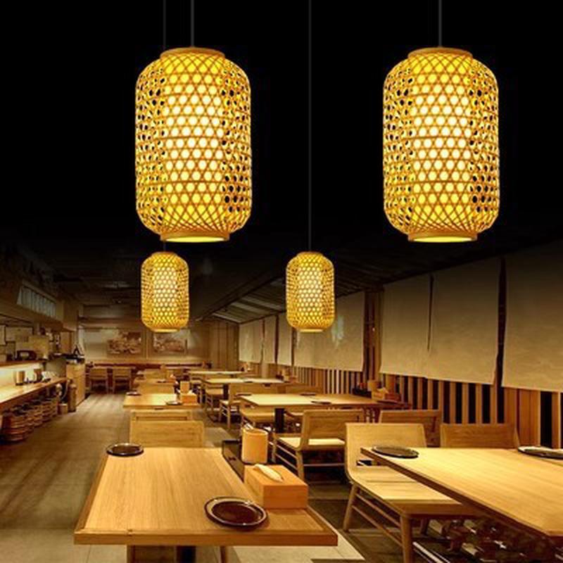 手工竹编灯笼广告印字饭店大排档日式竹子餐厅火锅店中式吊灯装饰