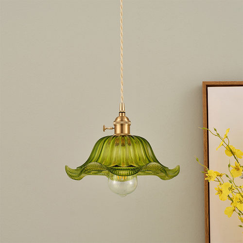 老上海民国怀旧艺术灯具民宿餐厅吧台玻璃绿色咖啡厅全铜复古吊灯