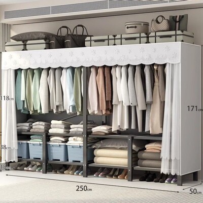 钢架免安装衣柜家用卧室折叠简易布衣柜出租房结实耐用xne收纳柜