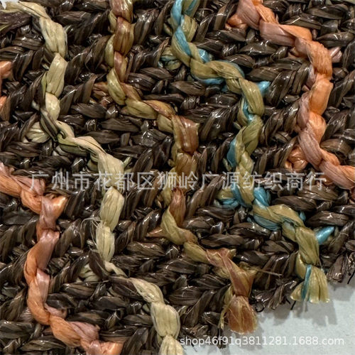 彩色波浪条纹提花编织料pp草编批发布草编包鞋材装饰布织网
