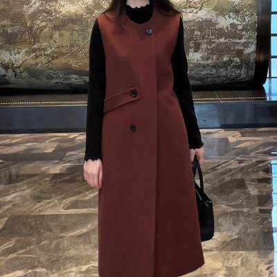 轻奢感气质百搭背心裙女秋冬季毛呢外套大码宽松中长款连衣裙