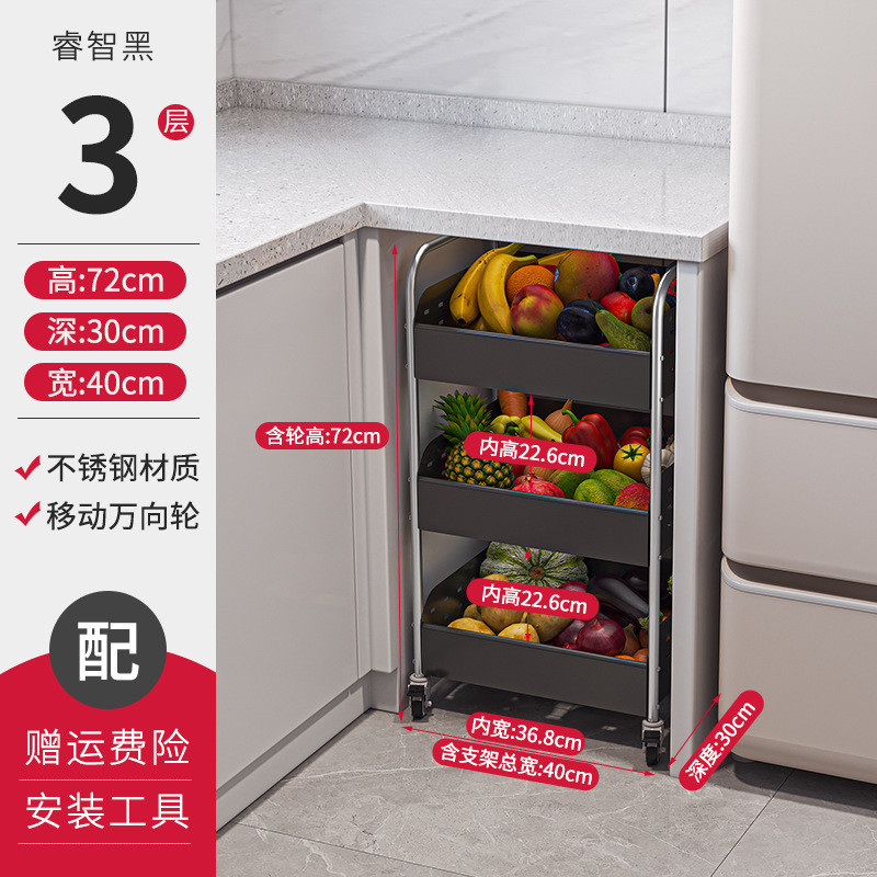 厨房备菜置物架多功能小推车放瓜果火锅店落地多层餐厅传菜不锈钢