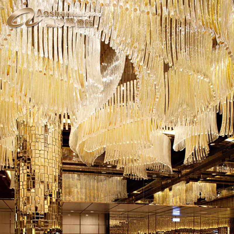 热销酒店大堂别墅水晶吊灯  售楼部沙盘工程灯  工程商场创意玻璃