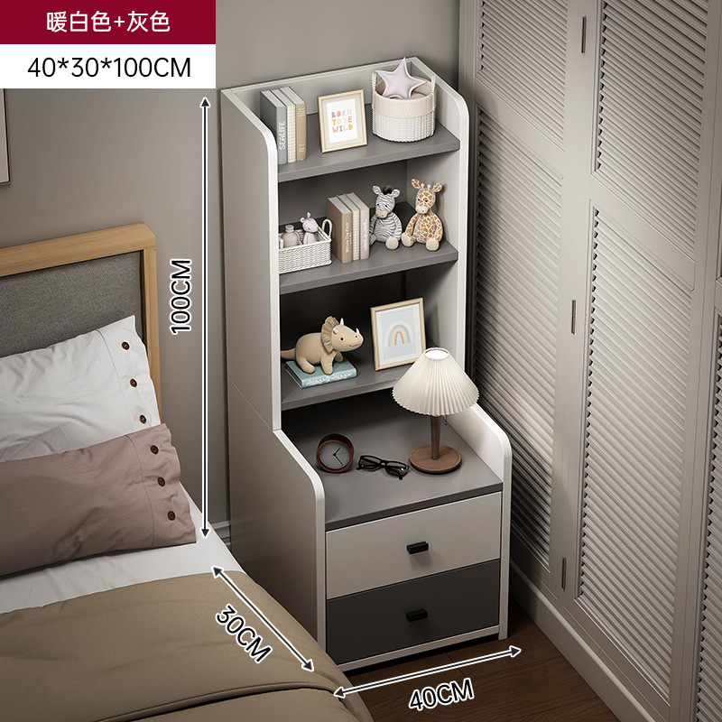 床头柜现代简约床头置物架卧室床边柜加高书架收纳柜子储物柜家用