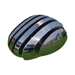 景观鹅卵石坐凳公园不锈钢球形摆件椭圆镜面石头水景不锈钢坐凳