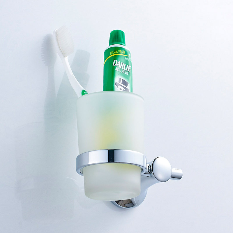 博美锌合金镀铬浴室电镀锌五金挂件简约挂壁漱口牙刷杯架单杯c2