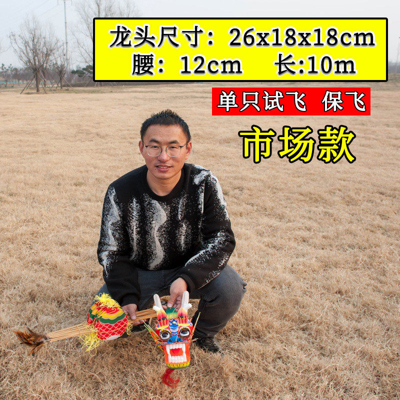 龙龙头蜈蚣风筝大型成人传统手工立体潍坊风筝单只试飞
