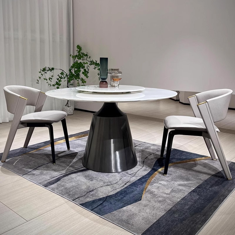 巴西进口卡里超奢石餐桌天然冰玉晶石大理石圆桌高档别墅家用饭桌