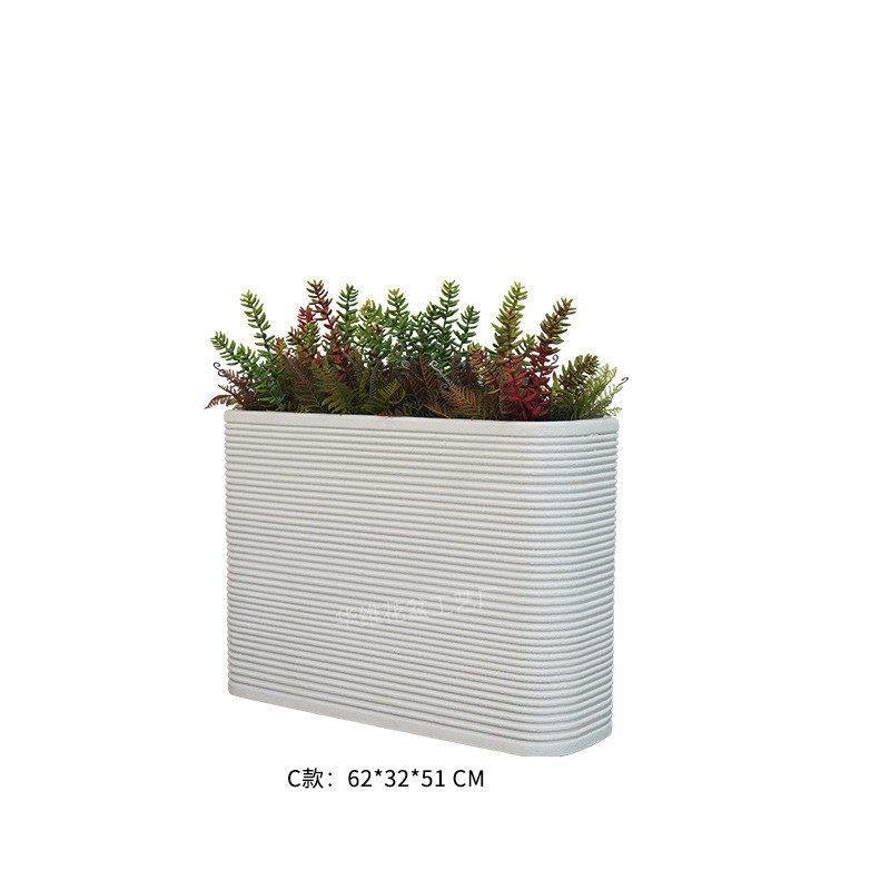厂家圆边条纹花瓶户外落地花箱水泥绿植盆栽玻璃钢花盆摆件定制