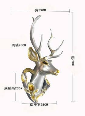 创意欧式复古仿真动物工艺墙面壁挂装饰用品家居风格鹿头树脂挂件