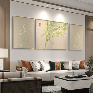 现代简约大芬油画村新中式 饰画深圳壁画 竹子客厅挂画沙发背景墙装