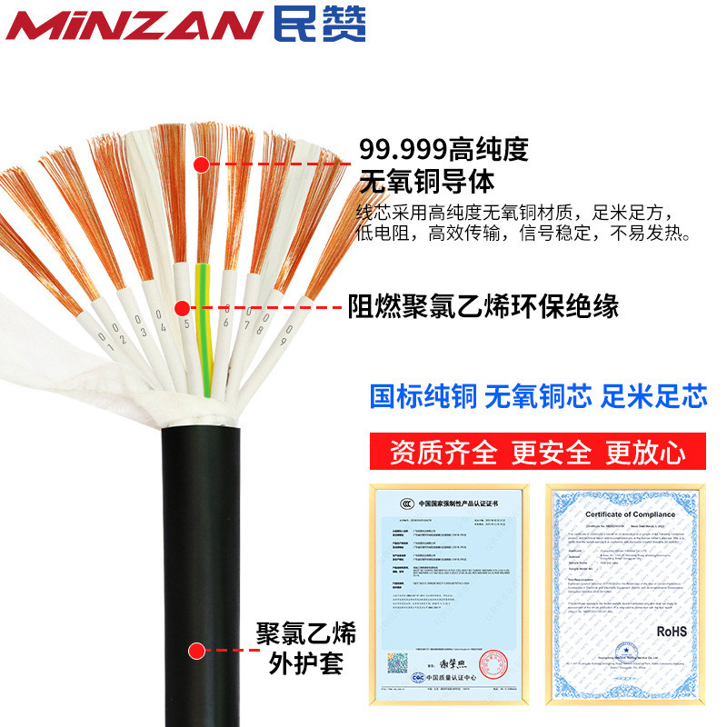 热销国标铜芯rvv电缆10 12 16 20 24 30芯1.5平方控制线多芯信号k